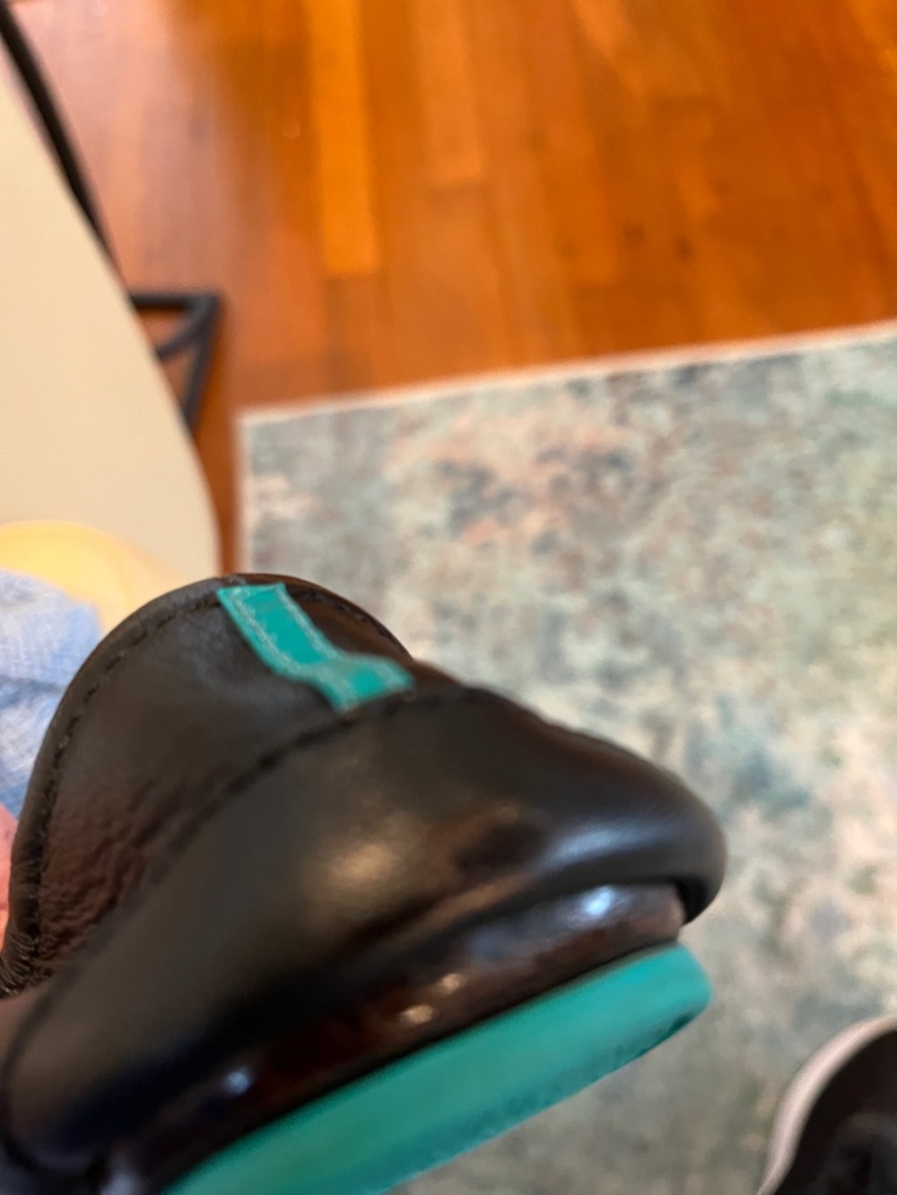 Tieks Black Leather Ballet Flats with Teal Tab Size 8 AS IS - Picture 8 of 8